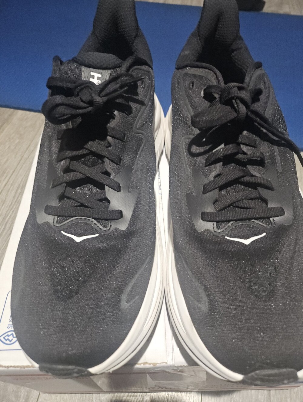Hoka One One Black and White Men's Athletic Running Shoes